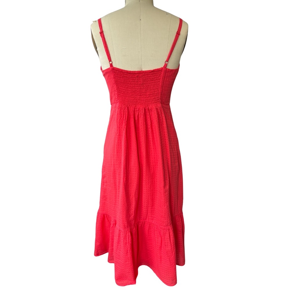 GAP Watermelon Red Midi Dress Cottagecore Size 10 - Picture 2 of 7